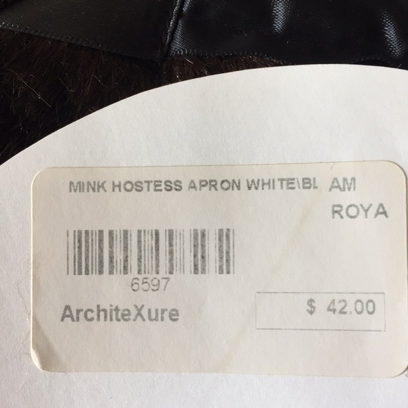 HOLIDAY APRON Faux Mink Fur Diamond rhinestone Buckle Diva Hostess Halloween - Picture 7 of 9